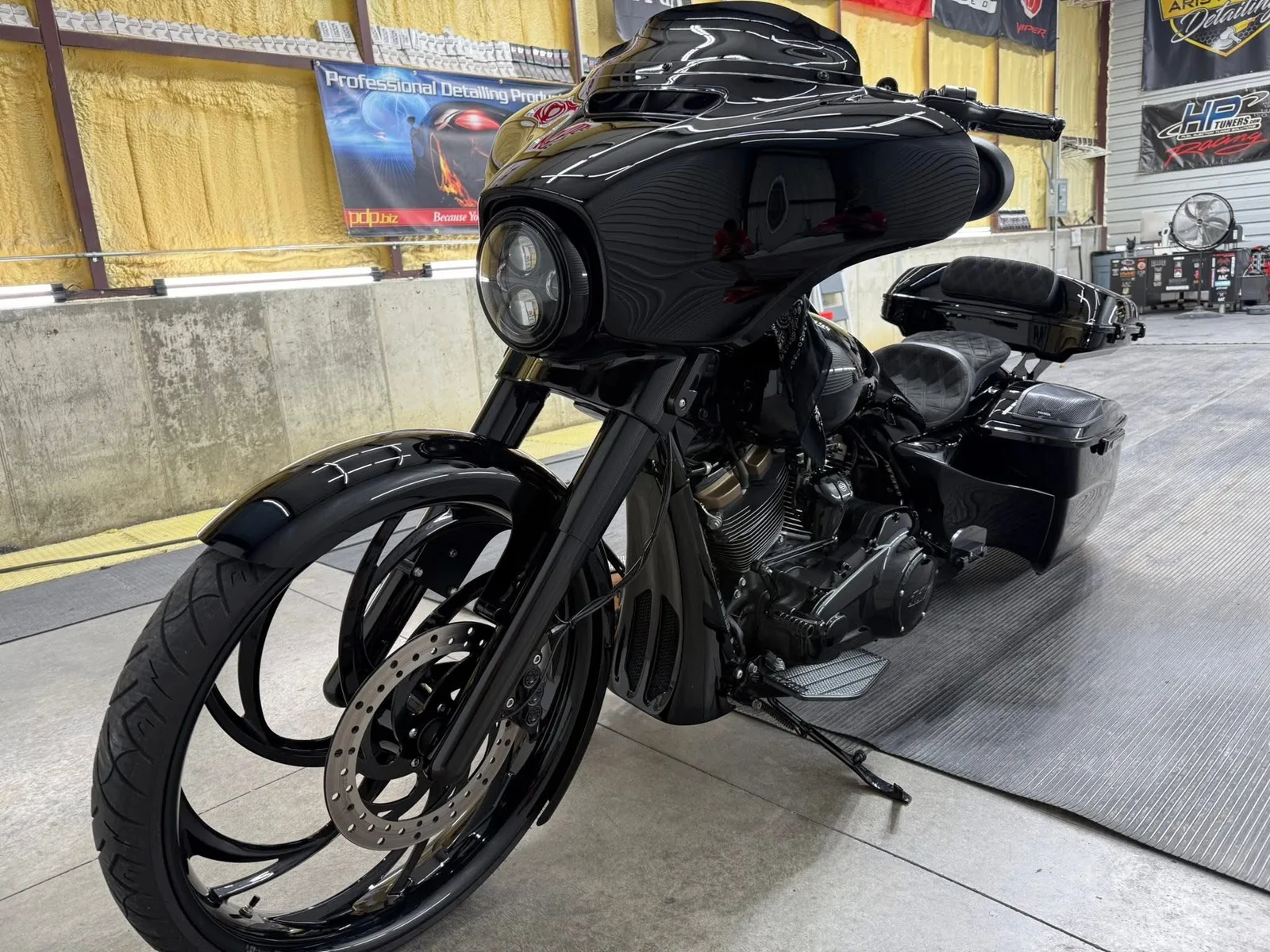 Black bagger cruiser motorcycle ceramic coated