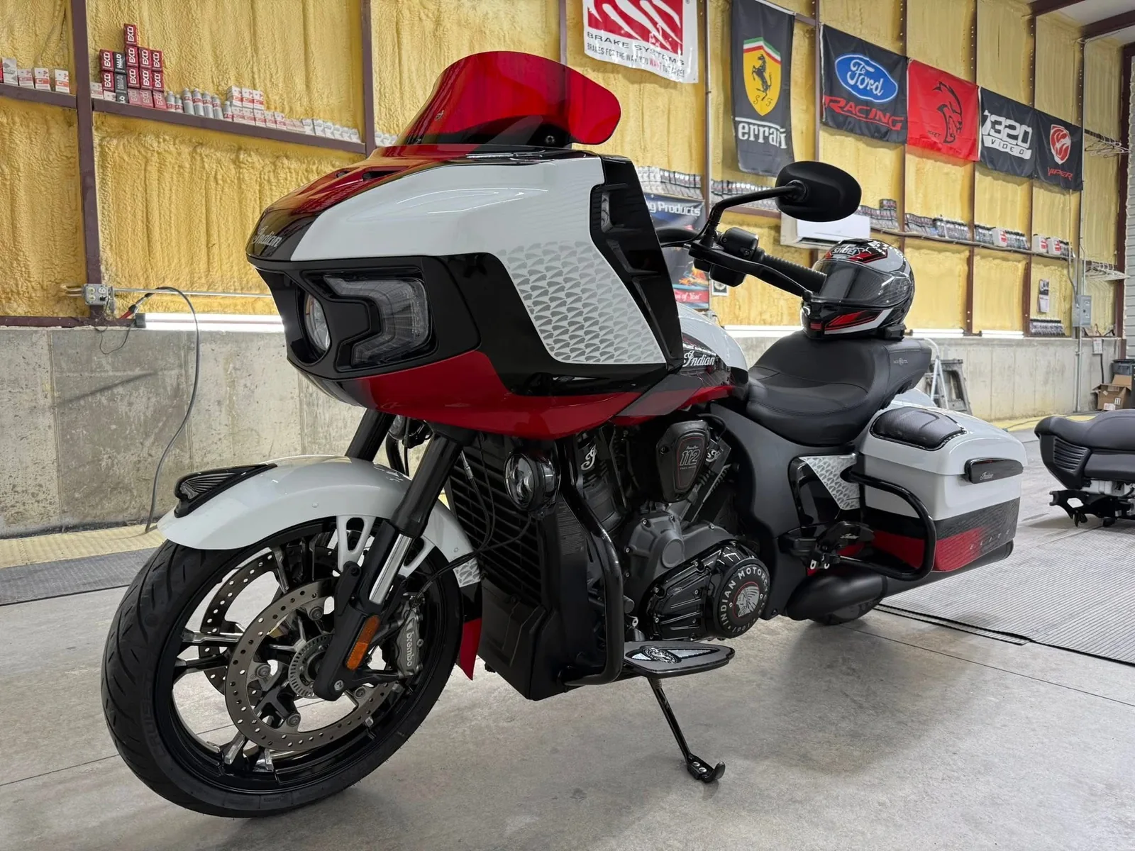 Indian Challenger touring motorcycle in red and white